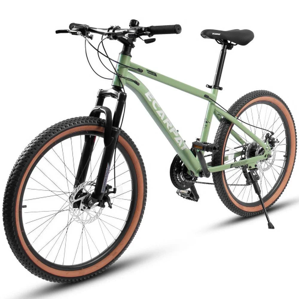 Inch Trail Front 21-Speed Mountain Carbon Shifter Bike, Womens Ecarpat Bicycles Mens City Frame A24301 Fork 24 Disc Wheels, Commuter Mountain Bike steel Brakes Thumb