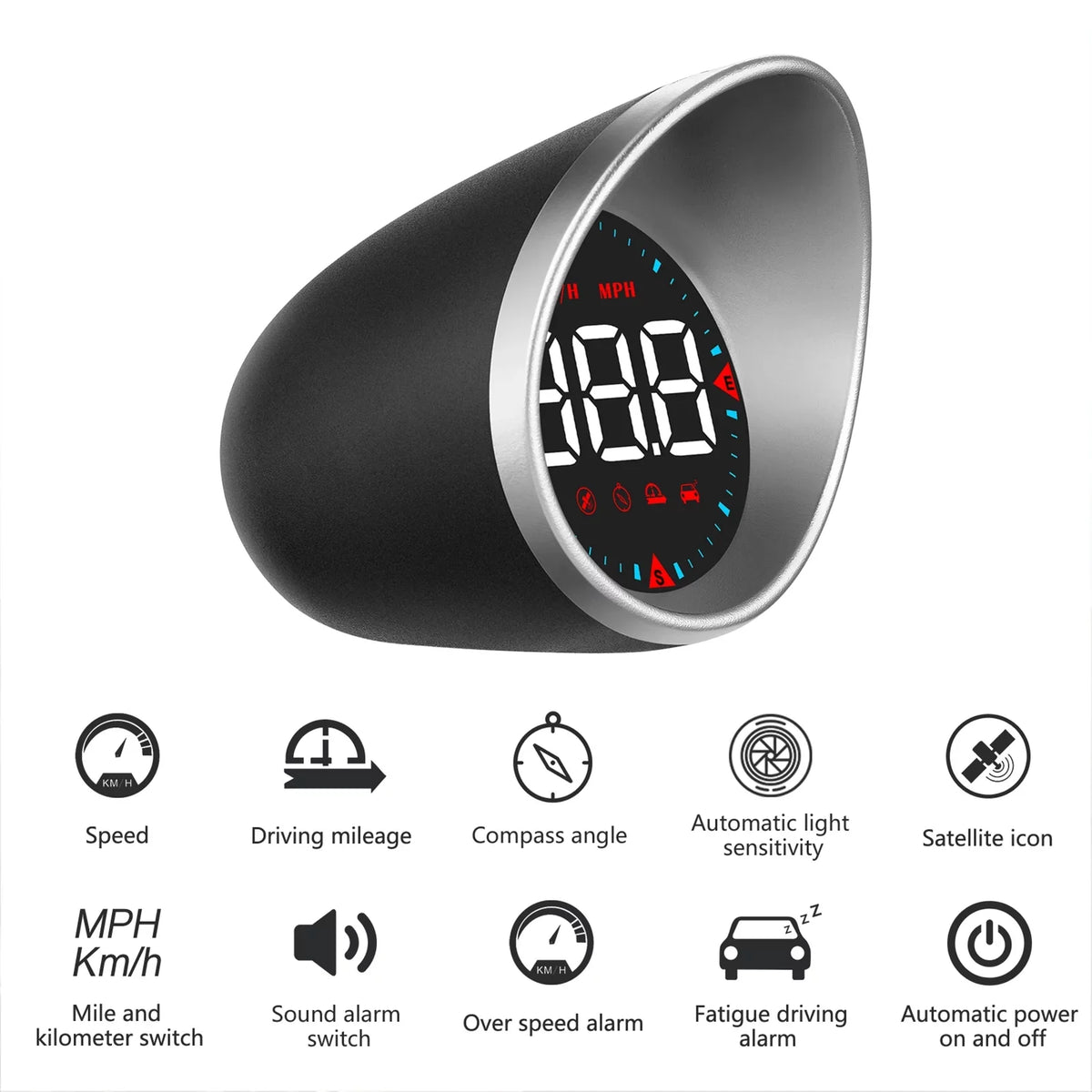 Display Mileage, Driving ametoys Fatigue Digital Overspeed Compass Driving Car Display and Car Head-up Angle, Speedometer