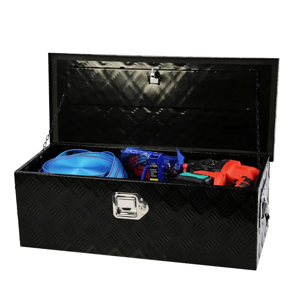 30" Trailer Aluminum Bar Tread Storage+Lock+Keys 5 Heavy Pickup Tool Box Toolbox Duty Black Truck Underbody