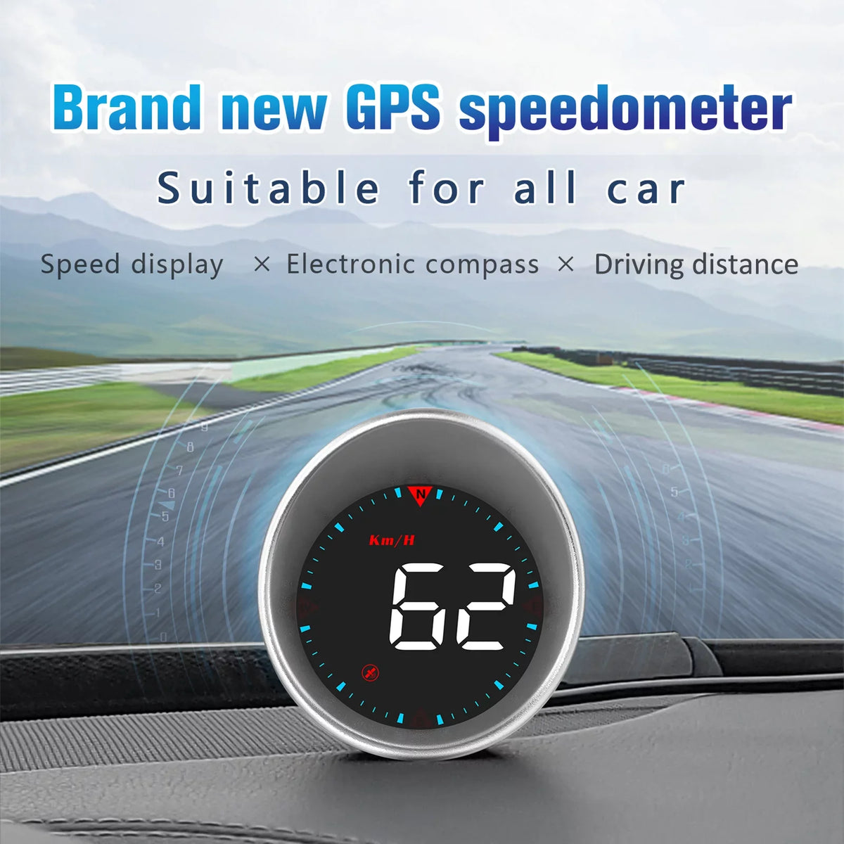 Display Mileage, Driving ametoys Fatigue Digital Overspeed Compass Driving Car Display and Car Head-up Angle, Speedometer