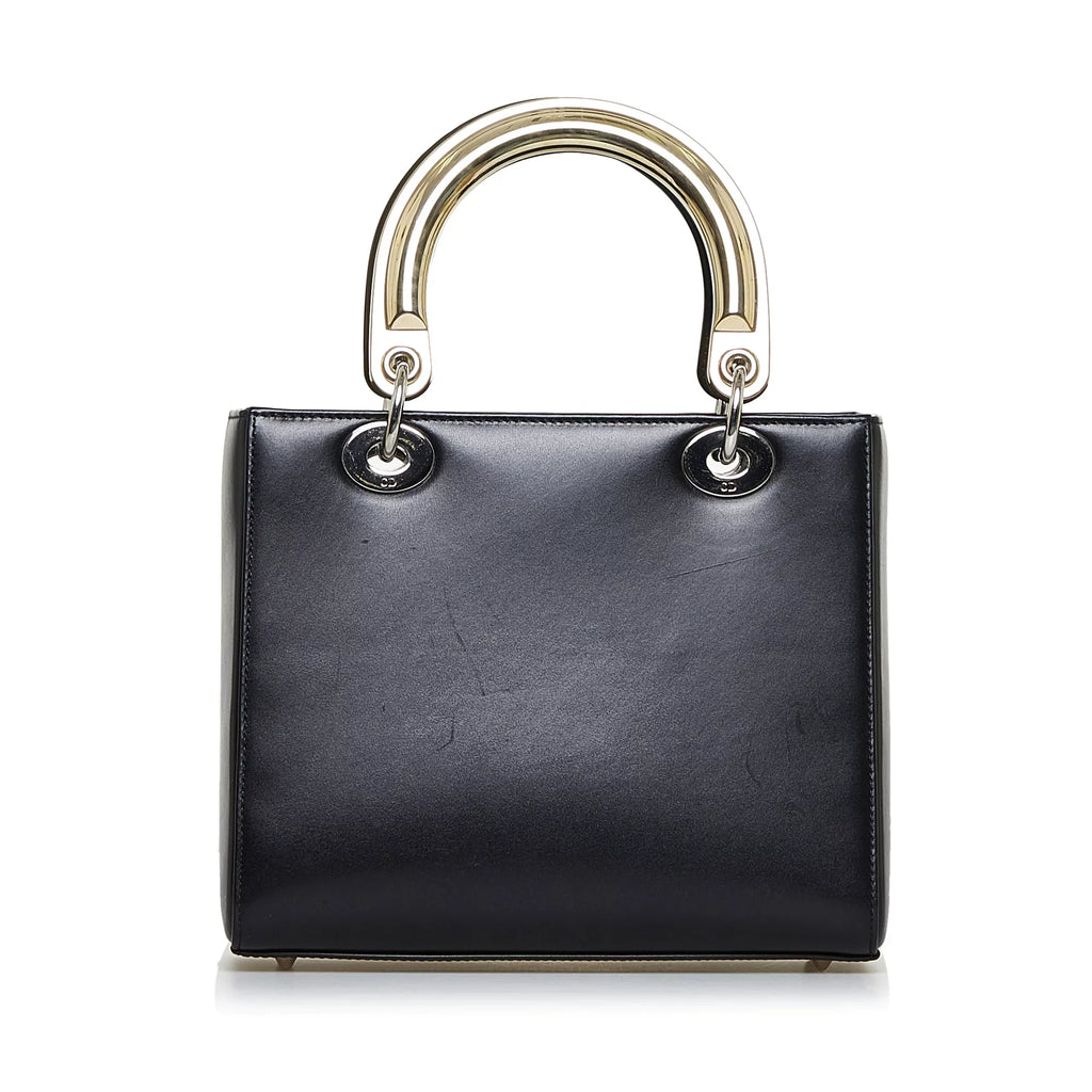 Dior Pre-Owned Satchel (Good) Leather Unisex Authenticated Judgement Medium Black Calf Lady
