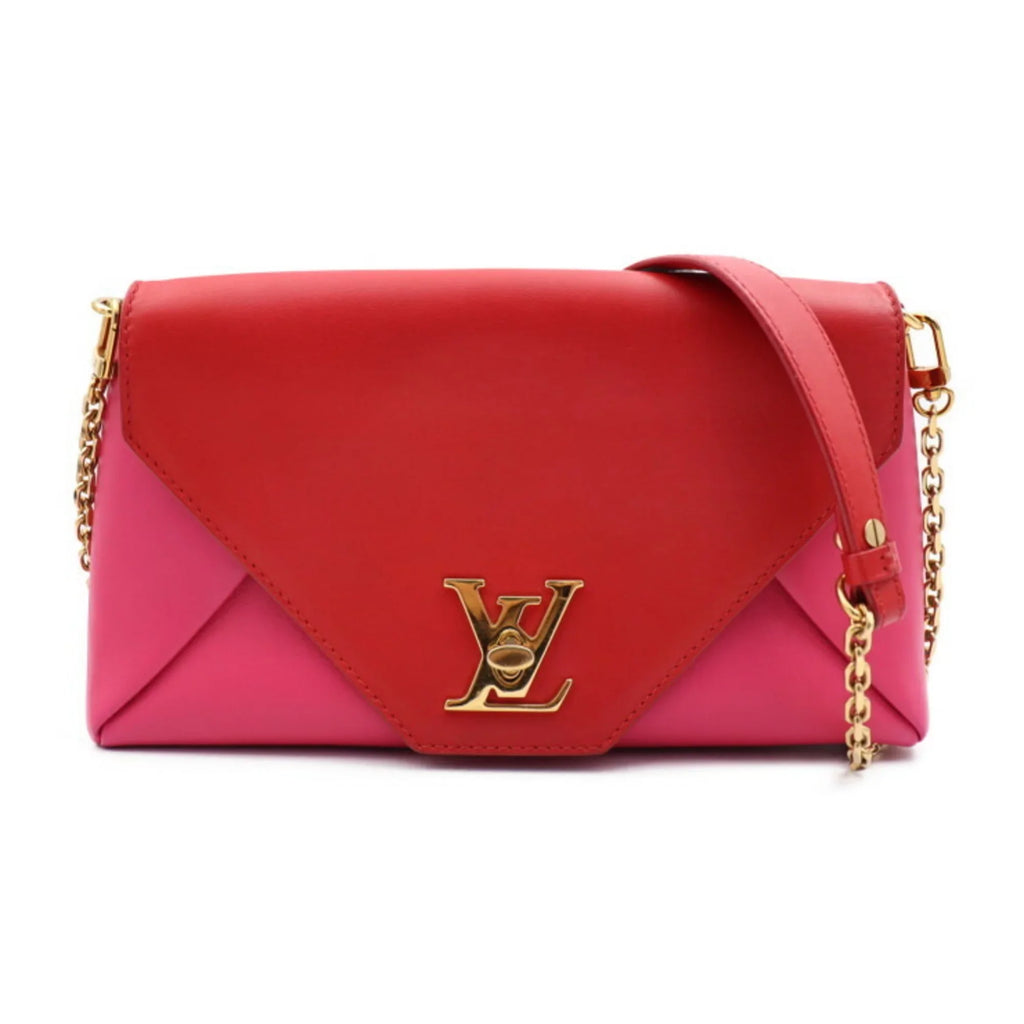 VUITTON Vuitton pink Pre-Owned leather Louis M54501 shoulder note red love chain hardware bag (Good) LOUIS gold