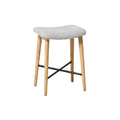 Modern Upholstered Stool with Wooden Legs and Crossbar Support