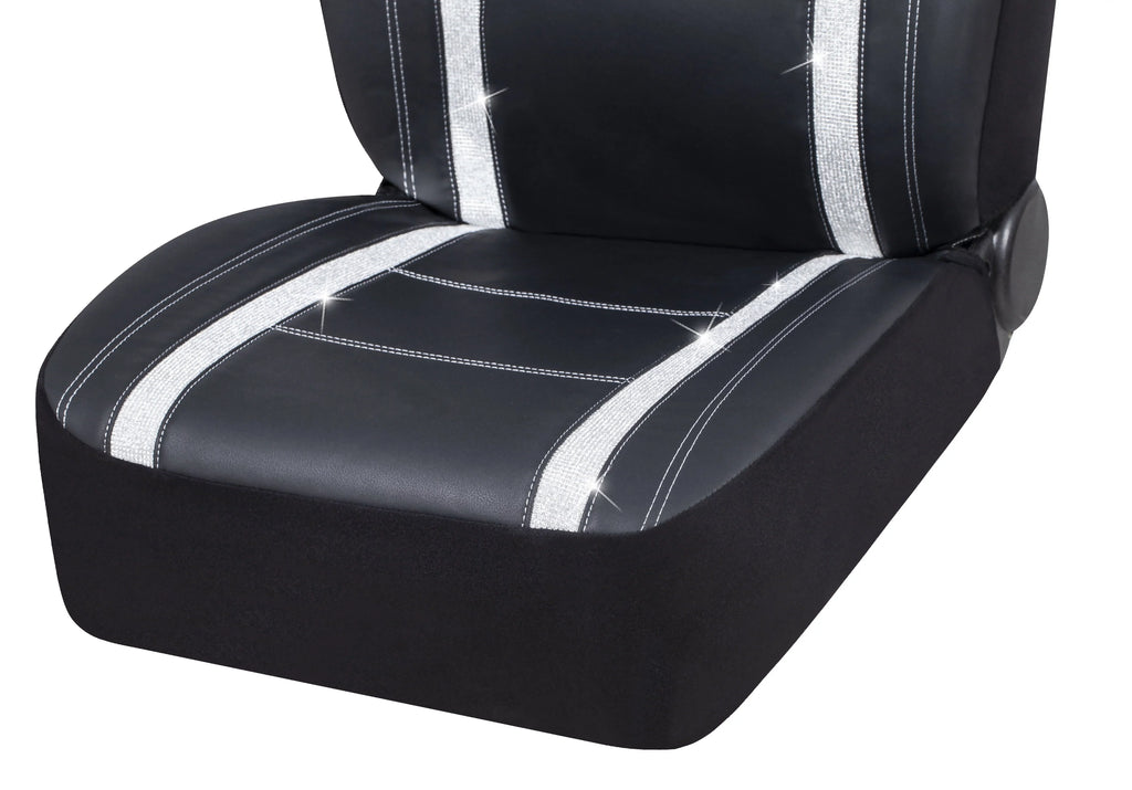 Seat Auto Universal Piece Leather Fit Checker Car Black, 2 Premium - Drive Cover Diamond 2102SC035