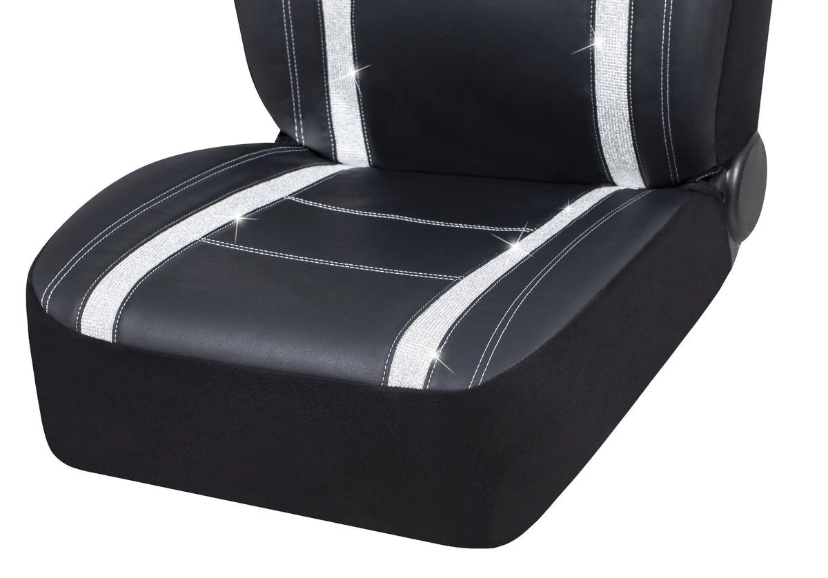 Seat Auto Universal Piece Leather Fit Checker Car Black, 2 Premium - Drive Cover Diamond 2102SC035