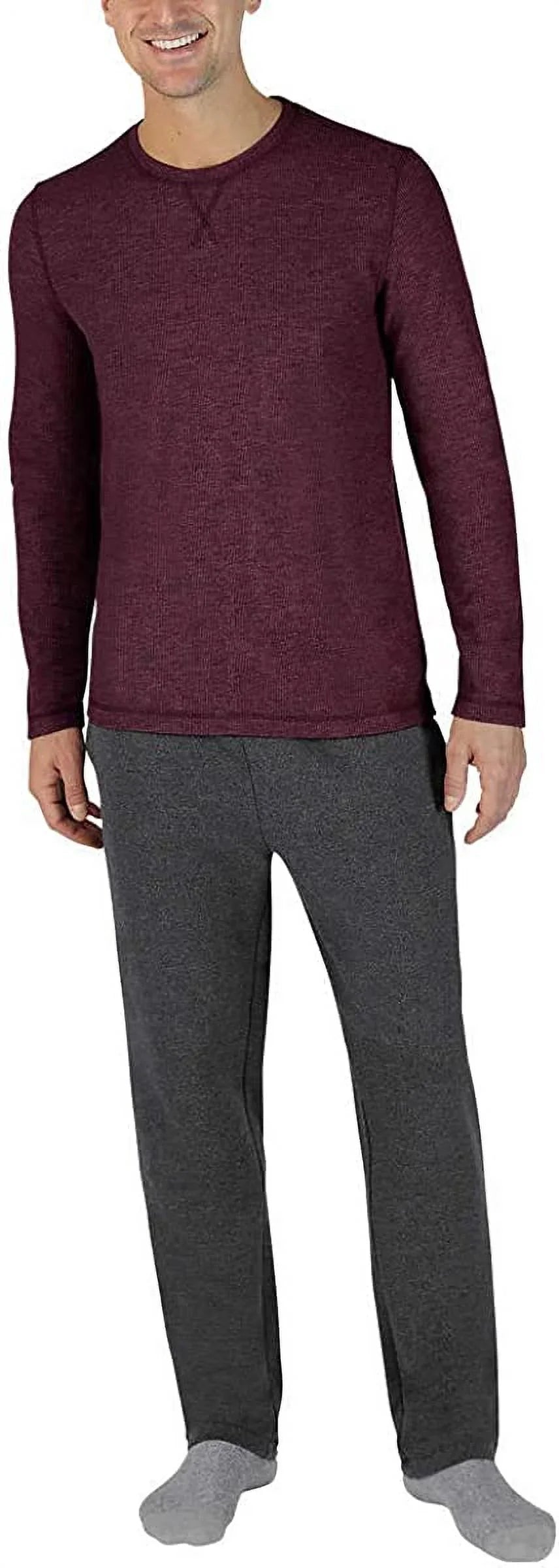 Set charcoal / Lounge 2-Piece bottom, Pajama Eddie Sleep ((burgundy Bauer gray PJ Men's Medium) top