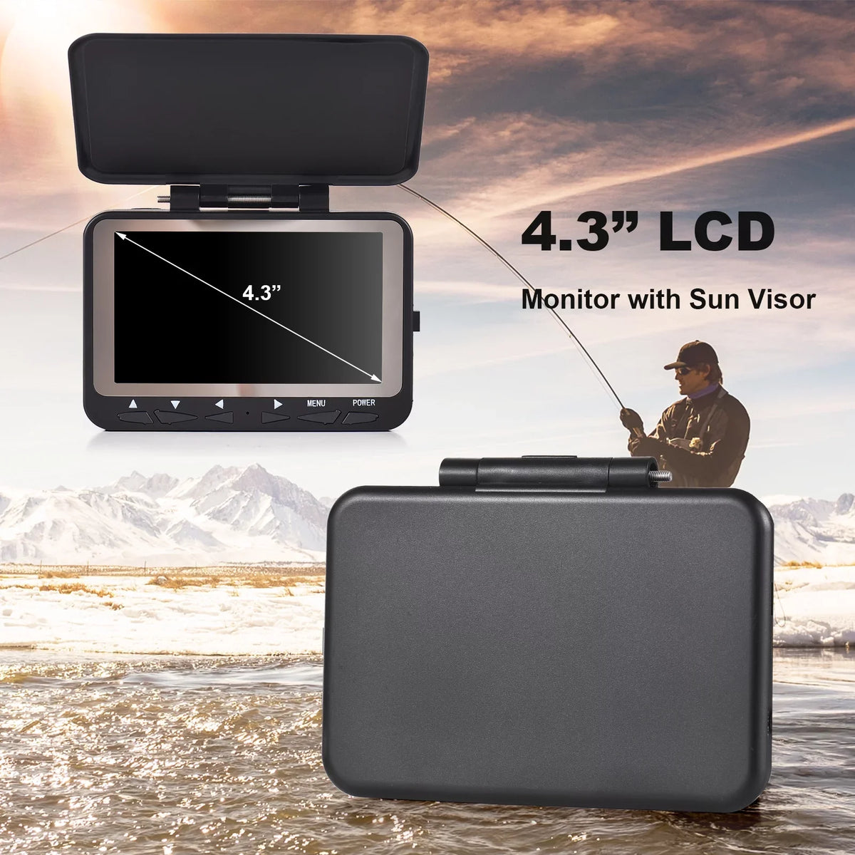 IR Vision 4.3'' Dcenta Camera Underwater for Fish Fishing 15M/30M 8PCS Fishing LCD Camera Ice 1200TVL LED Boat Night Finder