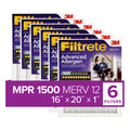 MPR Advanced Filter, MERV Filtrete 1500 Air Reduction, 6 12, Filters 16x20x1 Allergen