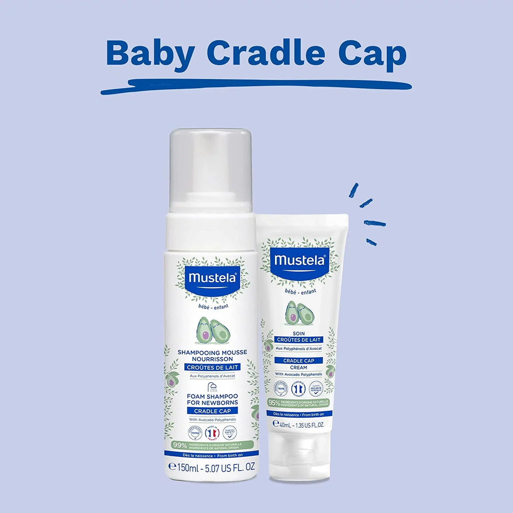 & Foam oz. Shampoo fl. Tear-Free 5.07 - - Natural - Cap for Baby with Shampoo Newborn Mustela Fragrance-Free Avocado Cradle