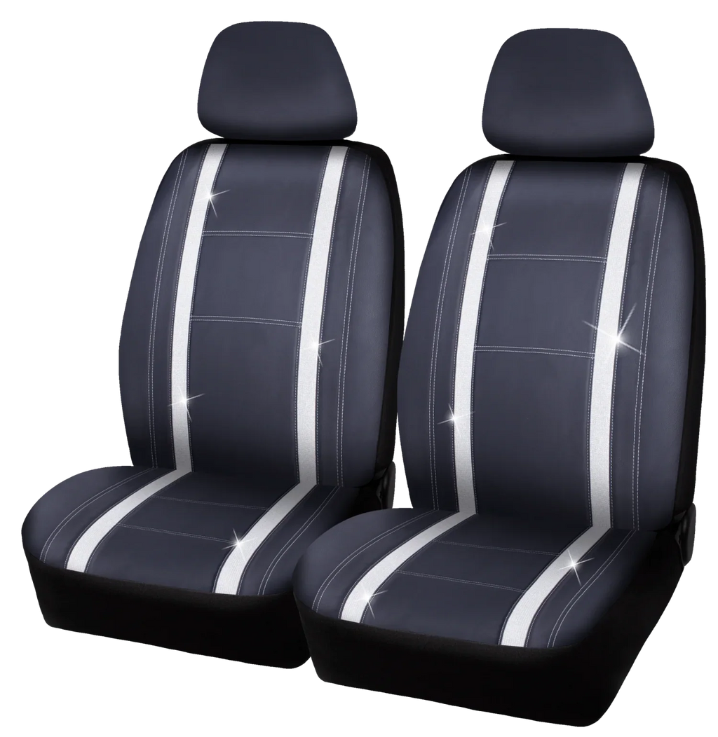 Seat Auto Universal Piece Leather Fit Checker Car Black, 2 Premium - Drive Cover Diamond 2102SC035
