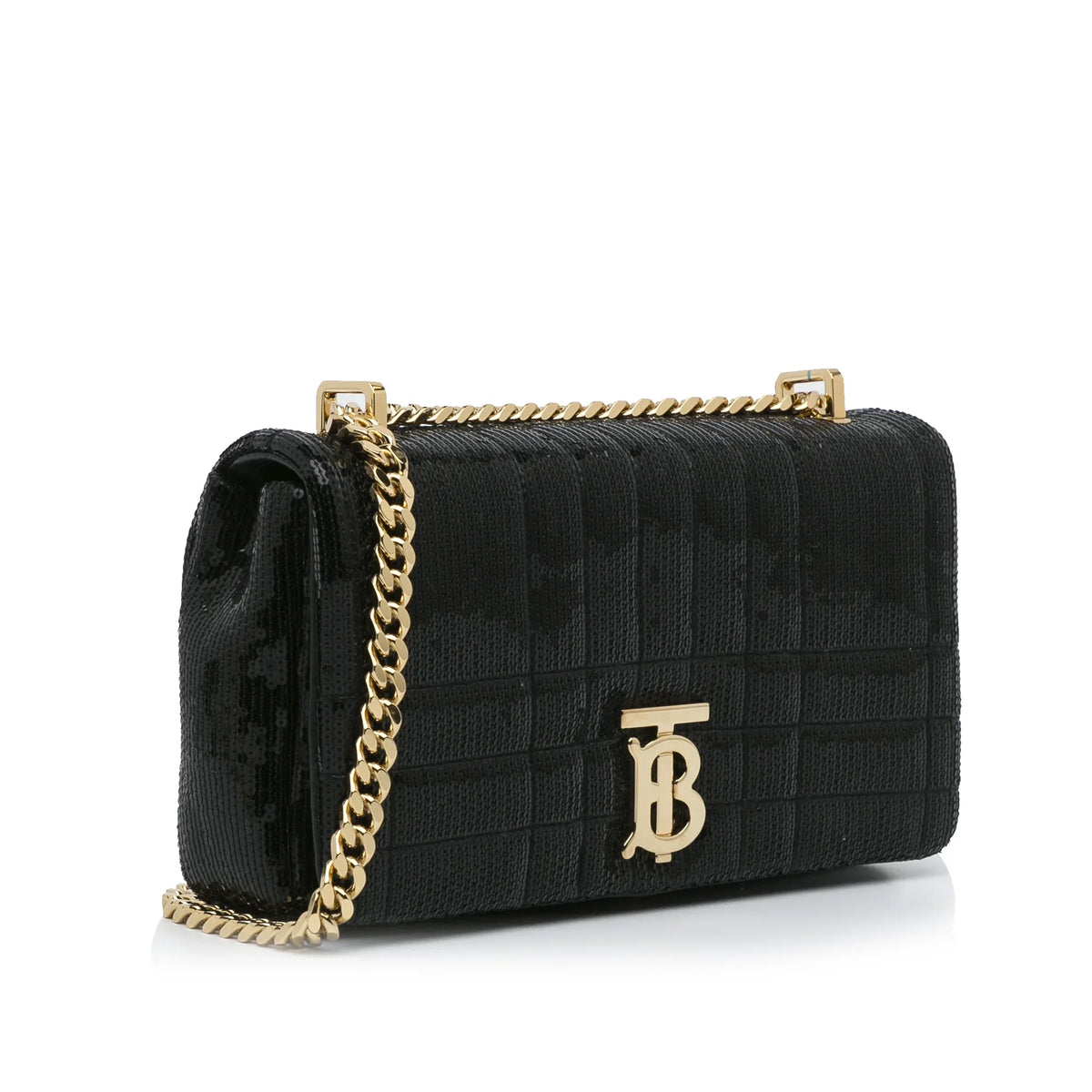 Bag Crossbody Sequin Burberry (Good) Calf Bag Leather Pre-Owned Black Unisex Authenticated Small Lola