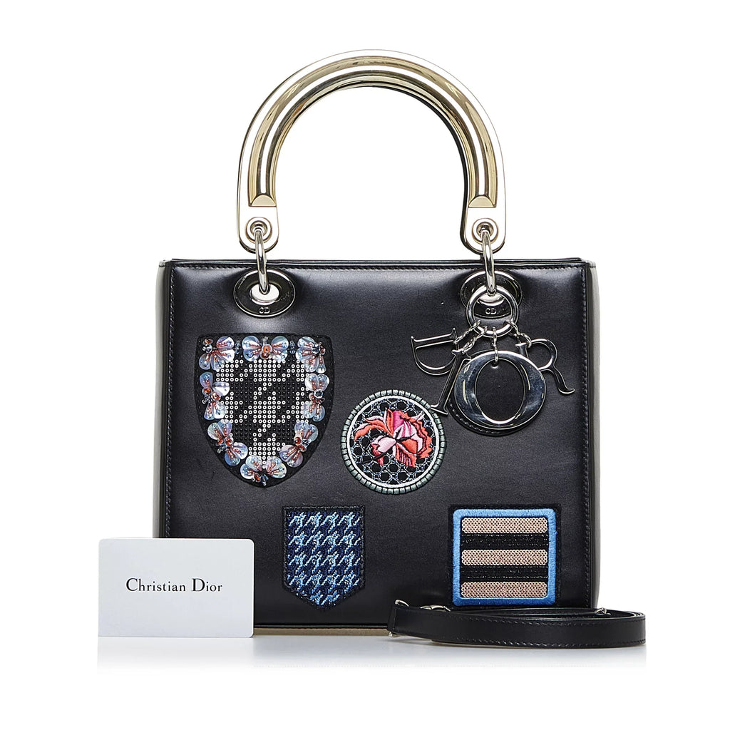 Dior Pre-Owned Satchel (Good) Leather Unisex Authenticated Judgement Medium Black Calf Lady