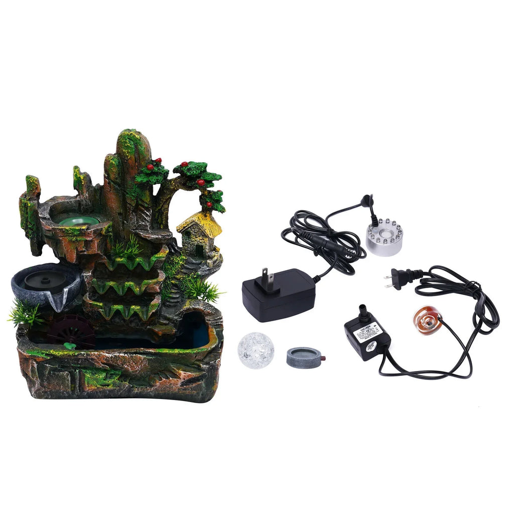 Decoration Light With Atomizer ZhdnBhnos Tabletop Fountain Office Home Led Fengshui Waterfall Indoor Rockery &