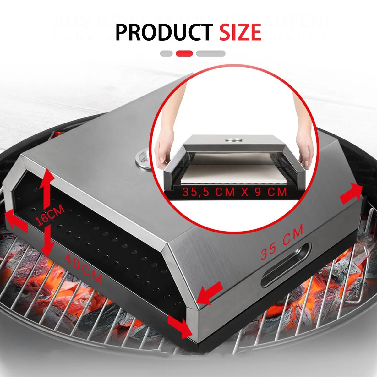 On Charcoal Oven, Portable Home-made BBQ Any Pizza & Gas Fits Grill Pizza Carry Grill, Handles, Pizza Oven, Easy Top Oven BBQ