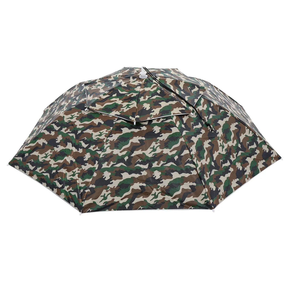 OD 37.4" Sun Fabric Double Rain Oxford Layer Camo Umbrella Uxcell Hat, Folding with Head Cap Strip,