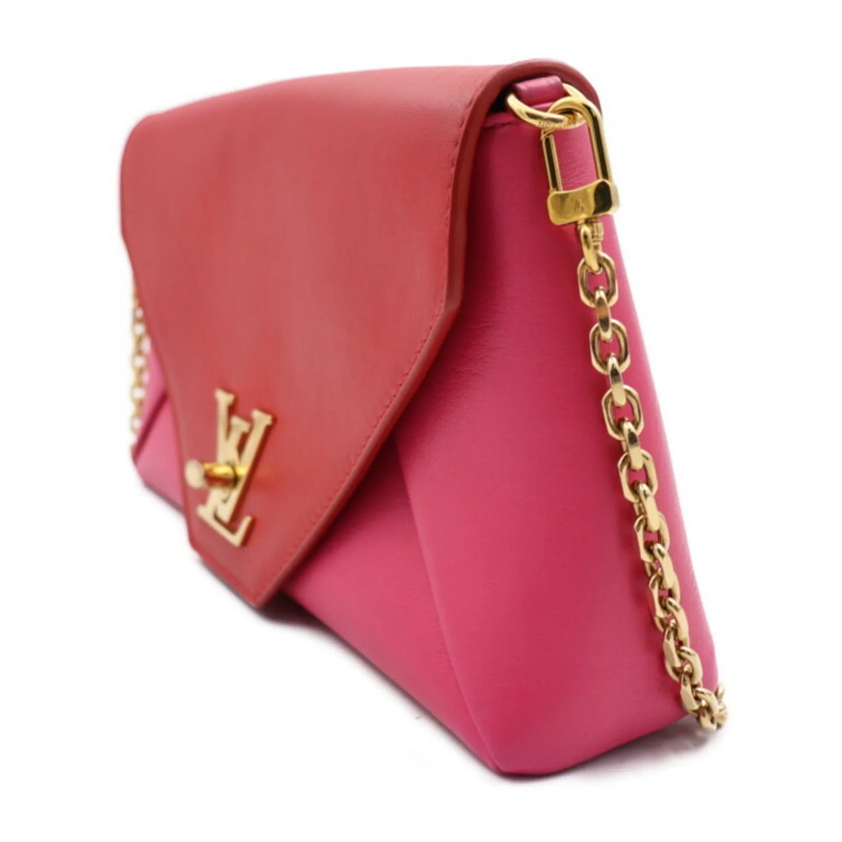 VUITTON Vuitton pink Pre-Owned leather Louis M54501 shoulder note red love chain hardware bag (Good) LOUIS gold