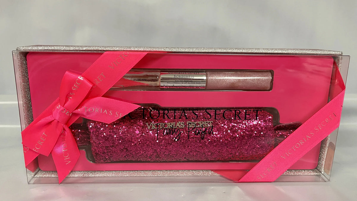Gift Gloss Duo Party Glitter Lip Pink and Set Set Rollerball Victoria's Bag Sparkle & Bag Secret Bombshell