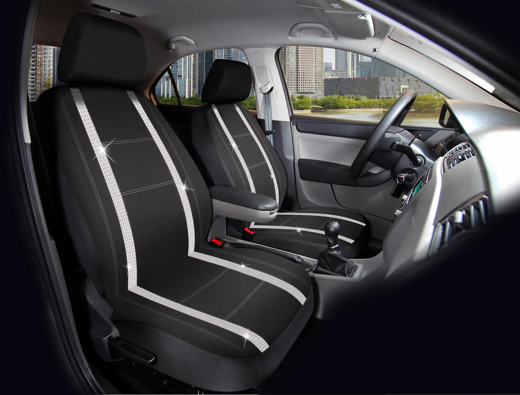 Seat Auto Universal Piece Leather Fit Checker Car Black, 2 Premium - Drive Cover Diamond 2102SC035