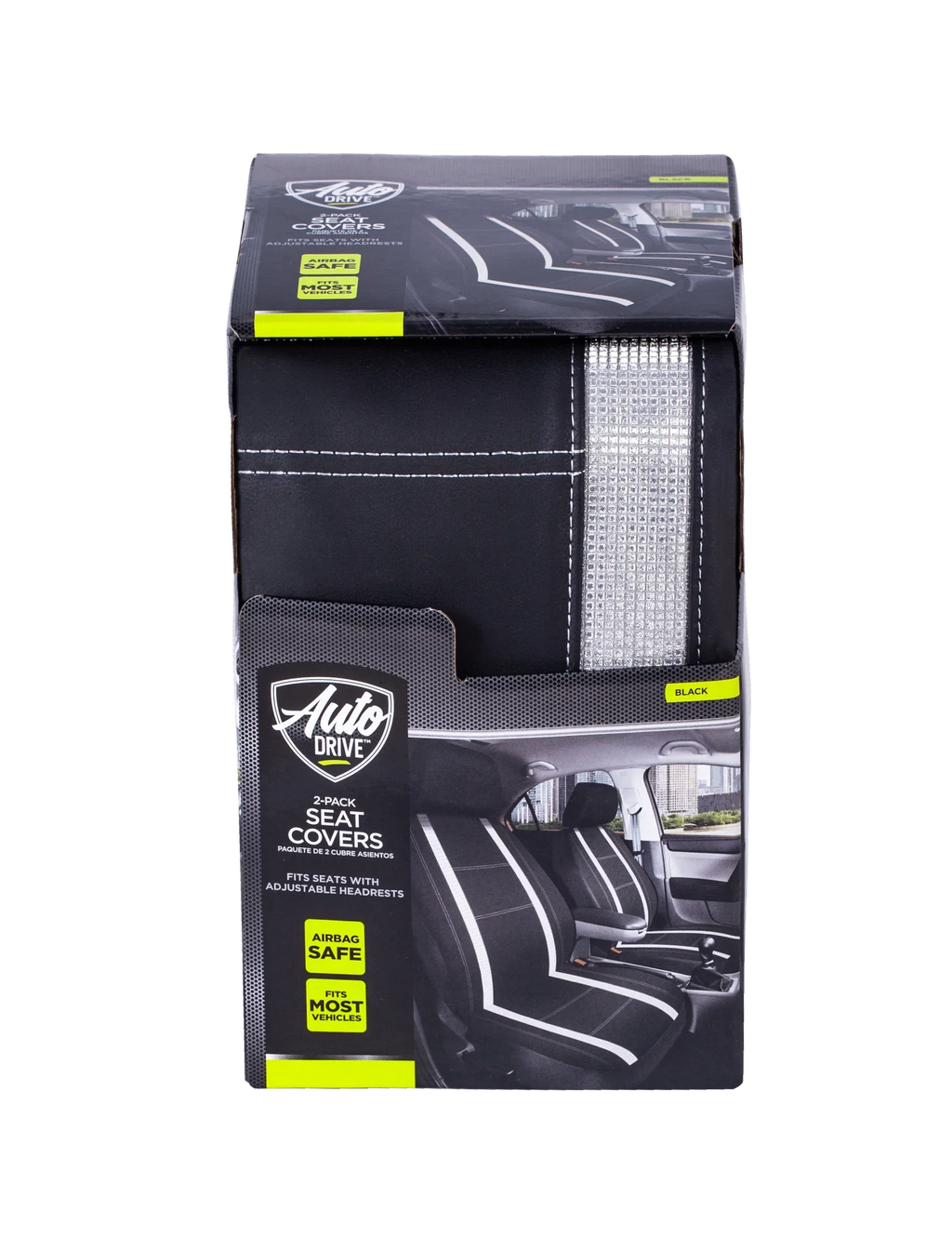 Seat Auto Universal Piece Leather Fit Checker Car Black, 2 Premium - Drive Cover Diamond 2102SC035